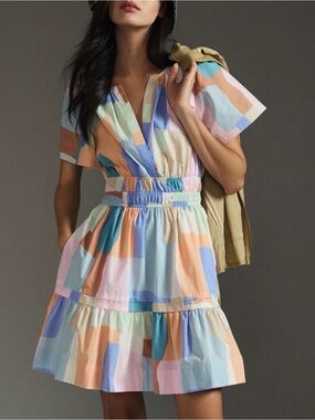 NWT Anthropologie The Somerset Mini Dress in Light Mauve (Pastel Multi) - Size L